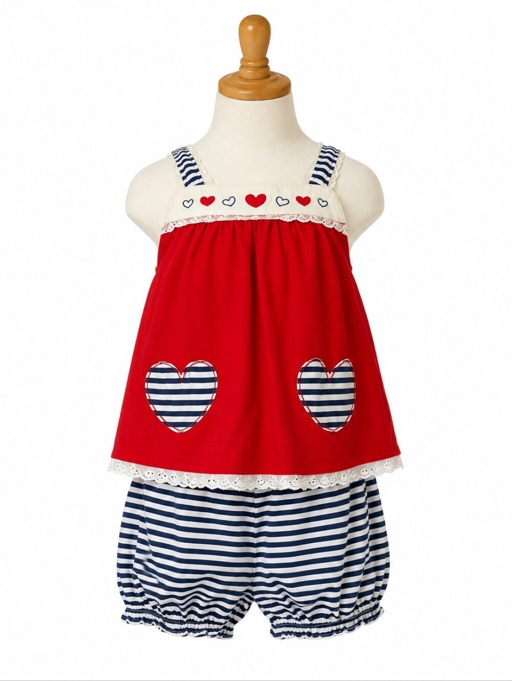 First Impressions Red, White, & Blue Babydoll Top & Shorts Set - ❤️ 🎇 🇺🇲